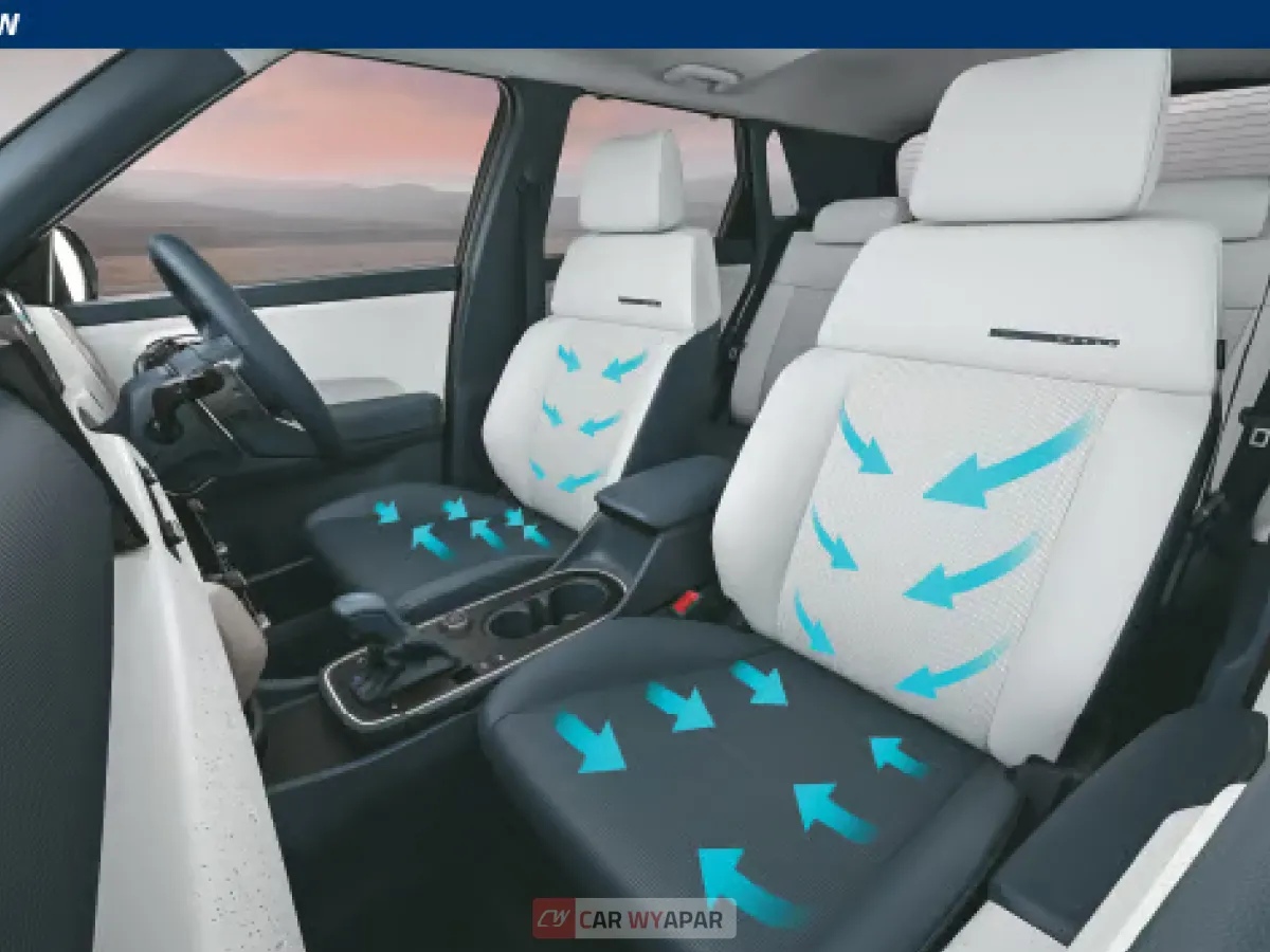 Close-up of the 2025 Venue’s front row ventilated seats